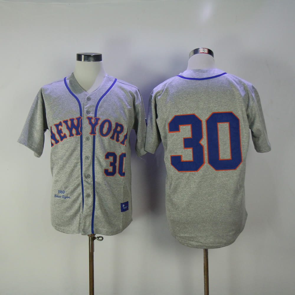 Men New York Mets #30 Conforto Grey Throwback MLB Jerseys